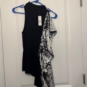 NY&C NWT Black Top with Silver Sequin Accents